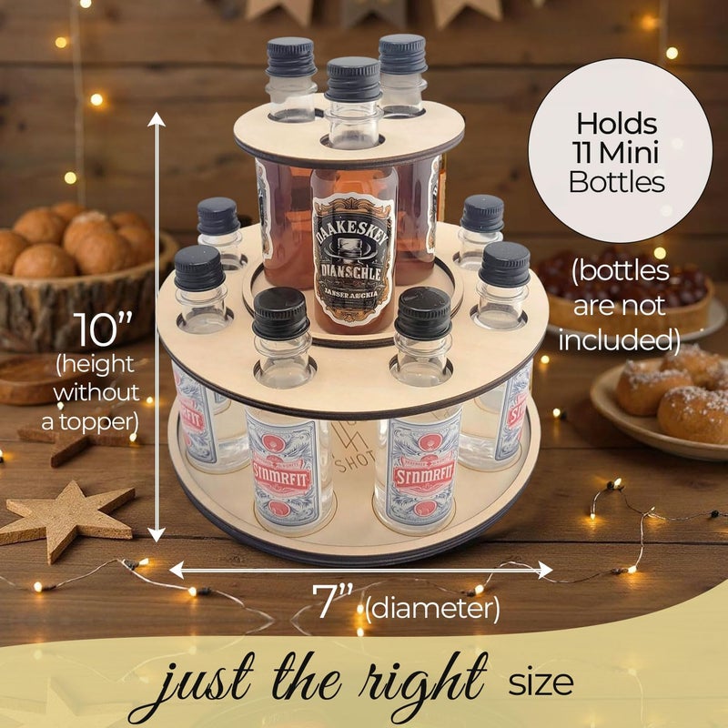 Shot Cake Party Display for Mini Liquor Bottles | 21st Birthday holiday celebration decoration centerpiece Natural Wood color - Image 2